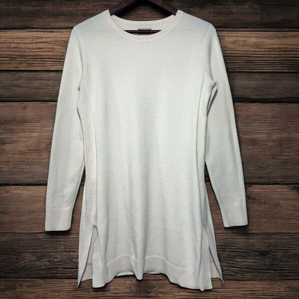 Duluth Trading S'no Sweat M Tunic Sweater Crewneck Side Slits Stretch‎ Coolmax